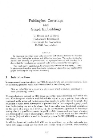 Foldingfree coverings and graph embeddings