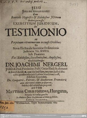 Exercitium de testimonio