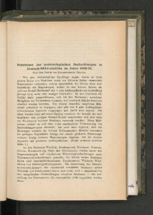 Ergebnisse der meteorologischen Beobachtungen in Deutsch-Südwestafrika im Jahre 1902/1903.