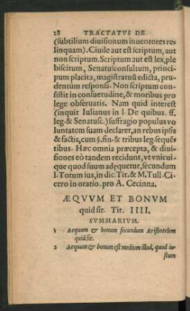 Aequum Et Bonum quid sit. Tit. IIII.