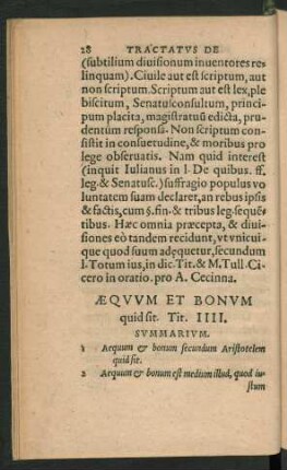 Aequum Et Bonum quid sit. Tit. IIII.
