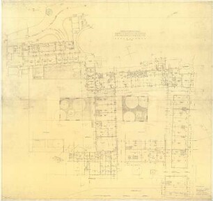 Gsaenger, Gustav; München, Theatinerstr.; Bayerisches Kultusministerium, Erweiterung - Erweiterungsbau Ausführungsplan (Grundriss EG)