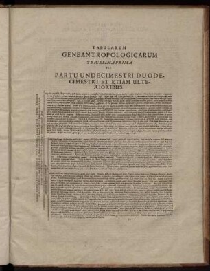 Tabularum Geneanthropologicarum Trigesima Prima De Partu Undecimestri Duodecimestri Et Etiam Ulterioribus