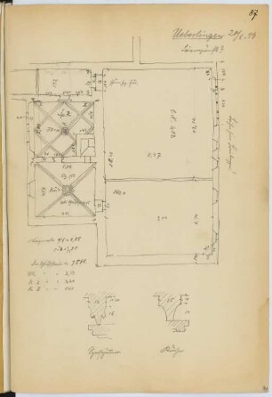 Rathaus, Überlingen: Grundriss, Details (aus: Skizzen- und Fotoalbum 15)