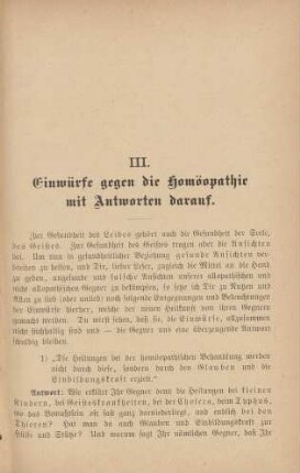 III. Einwürfe gegen die Homöopathie mit Antworten darauf