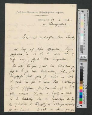 Brief an Werner von Melle