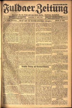 Erste Ausgabe vom Donnerstag, den 10. März 1927.