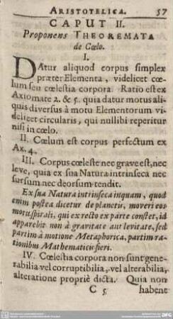 CAPUT II. Proponens THEOREMATA de Coelo.