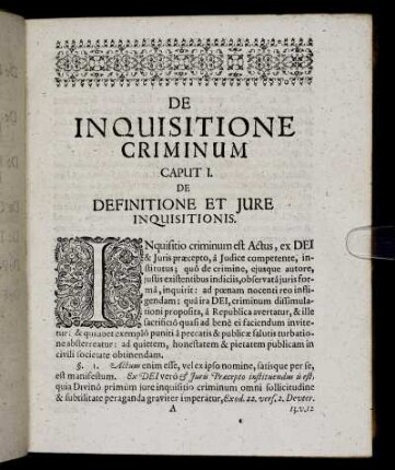 Caput I. De Definitione Et Jure Inquisitionis.