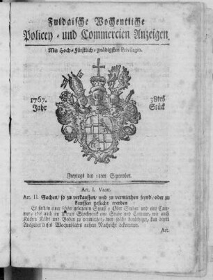 38tes Stück, Ausgabe vom 18. September 1767