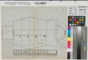 Siegen (Siegen) Nikolaikirche Grundriß für die Dachkonstruktion und Balkenansicht 1821 o.M. 33 x 40,5 Zeichnung Riß, Bürgermeister Bauinspektion Siegen Nr. 60