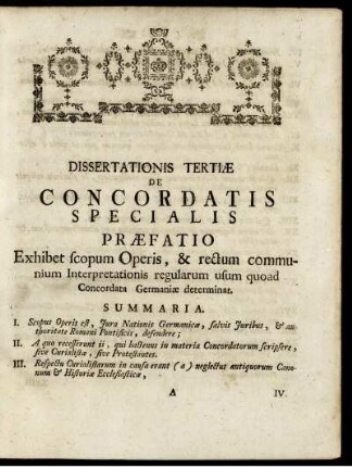 Dissertationis Tertiæ De Concordatis Specialis