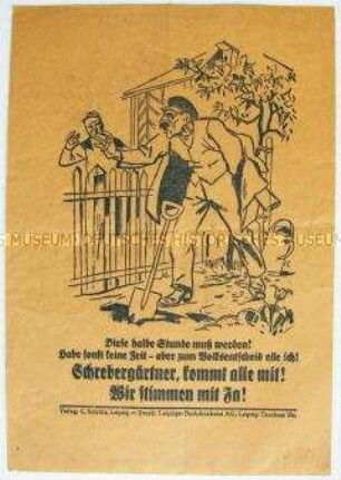 Illustriertes Flugblatt für die Teilnahme am Volksentscheid über die Fürstenenteignung