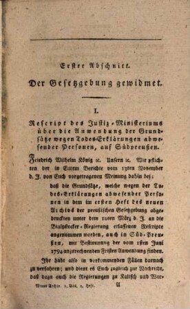 Neues Archiv der preußischen Gesetzgebung und Rechtsgelehrsamkeit. J.germ. 3 a, 2. 1803