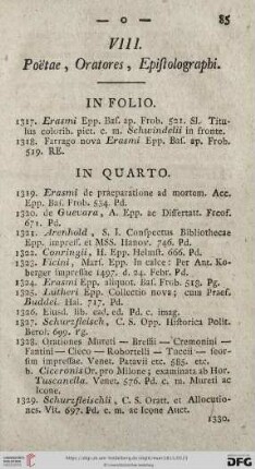 VIII. Poëtae, Oratores, Epistolographi