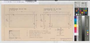 [Vorgefertigte Gebäude]: Fundamentrahmen für die Typen 4a, 4b, und 4c sowie 4a-W, 4b-W und 4c-W [2 Exemplare], M. 1:25 und M. 1:2