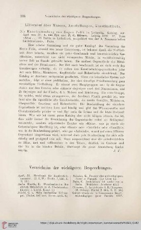 Verzeichniss der wichtigeren Besprechungen