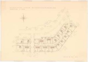 Mustergarten einer Behelfsheimanlage: Lageplan mit Gartenplan 1:500