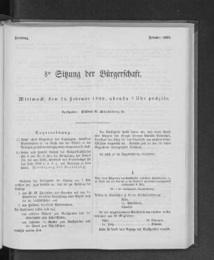 8te Sitzung der Bürgerschaft.