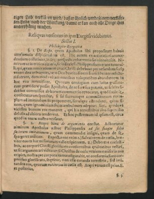 Reliquas versiones in ipas Exegesi videbimus. Sectio I. Philologico-Exegetica.