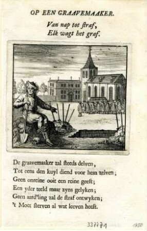 Grafik "Op een graavemaaker"