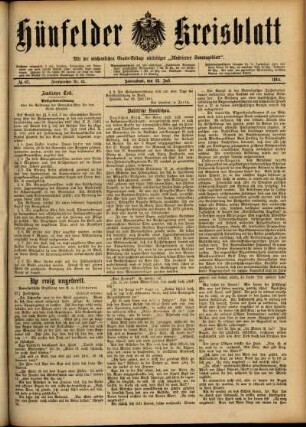 Ausgabe vom Samstag, den 25. Juli 1914.