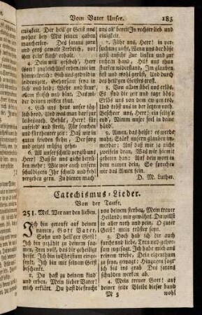 185-189, Catechismus-Lieder: Von der Taufe (251 - 255)