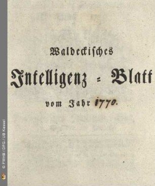 1770: Woechentliches oekonomisches Intelligenz-Blat
