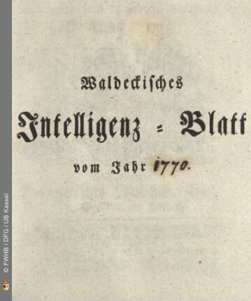 1770: Woechentliches oekonomisches Intelligenz-Blat