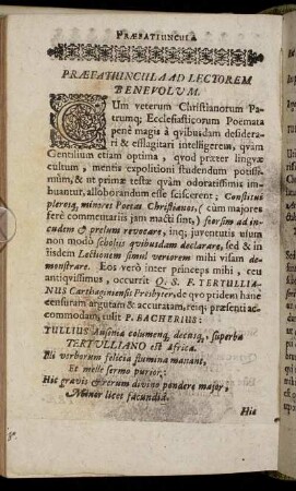 Praefatiuncula Ad Lectorem Benevolum