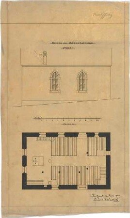 Dolmetsch, Heinrich; Zazenhausen; Ev. Pfarrkirche, Restaurierung - Grundriss EG; Nordseite (Ansicht)