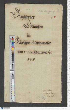 Tauf-, Trauungs- und Sterberegister, Ludwigswalde