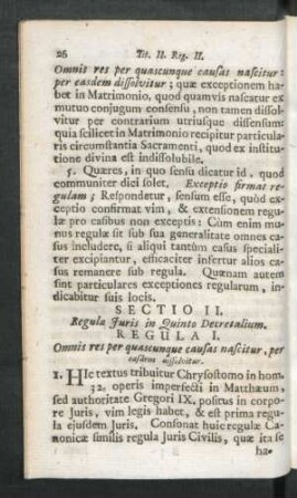 Sectio II. Regulae Iuris in Quinto Decretalium