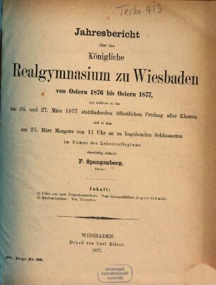 Jahresbericht über das Schuljahr ..., 1876/77