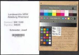 Entnazifizierung Josef Schneider , geb. 21.04.1885 (Betriebspruefer)