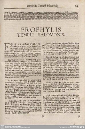 PROPHYLIS TEMPLI SALOMONIS,