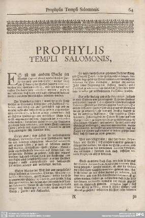 PROPHYLIS TEMPLI SALOMONIS,