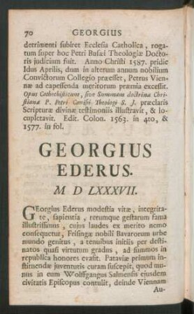 Georgius Ederus. M D LXXXVII.