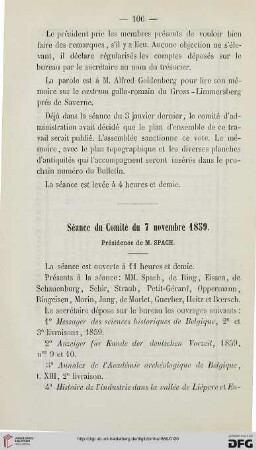 Séance du Comité du 7 novembre 1859