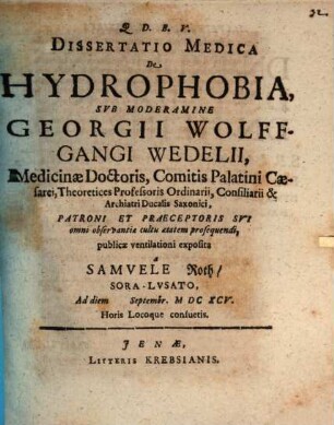 Diss. med. de hydrophobia
