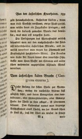 181-191, Vom äußerlichen kalten Brande (Gangraena externa)