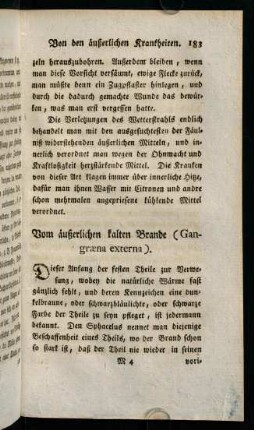 181-191, Vom äußerlichen kalten Brande (Gangraena externa)