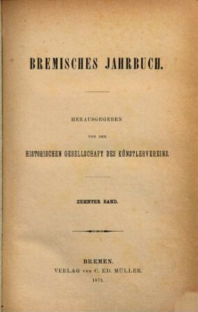 Bremisches Jahrbuch, 10. 1878