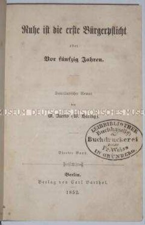 Erstausgabe eines Romans von Willibald Alexis
