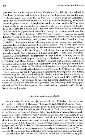 Rezensionen und Hinweise : Allgemeine und Sozialgeschichte