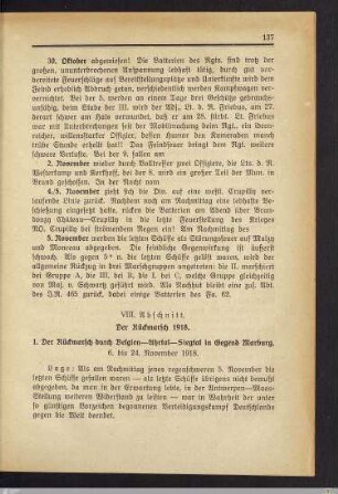 VIII. Der Rückmarsch 1918