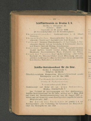 Schiffer-Betriebsverband für die Oder.
