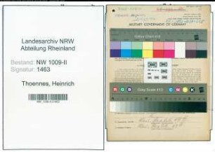 Entnazifizierung Heinrich Thoennes , geb. 29.06.1907 (Pfleger)