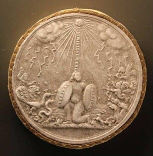 Knieende Figur mit zwei Schilden (Revers)
