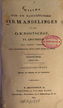 Nieuwe wis-en natuurkundige Verhandelingen van het Genootschap te Amsterdam, ..., 1